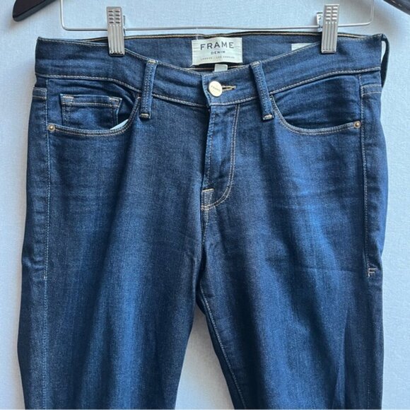 Frame Le Skinny de Jeanne Women's Dark Blue Denim Jeans 30” - Picture 3 of 13